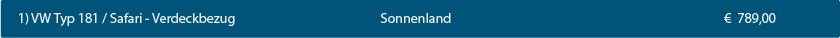 CK-Cabrio, VW Typ 181/Safari-Verdeckbezug, Sonnenland, € 789,00
